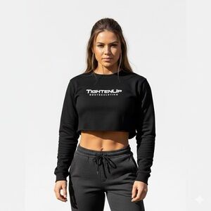 Omni Wool black thermal base, cropped long-sleeved crew neck top unisex, Large